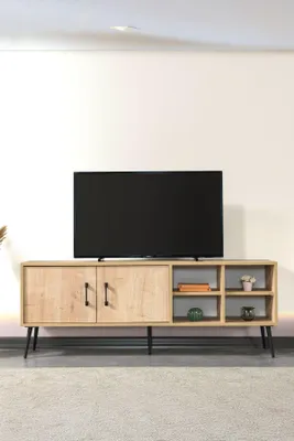 Image de Skye Decor, support TV de haute qualité en mélaminé 100%, finition chêne saphir, 160 cm