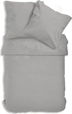 Produktbild von Uni Renforce Bettwäsche 135x200 cm oder 155x220 cm Baumwolle mit Reißverschluss, Farbe:silber, Größe:4 teilig 135x200 cm
