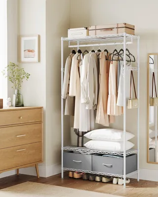 Immagine prodotto di Appendiabiti con 2 cassetti – Acciaio – 40 x 90 x 180 cm – Grigio chiaro