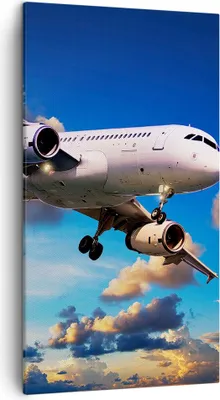 Produktbild von Bild auf Leinwand - Leinwandbild - Flugzeug Flug Reise Fahrzeug - 45x80cm - Wand Bild - Wanddeko - Leinwanddruck - Bilder - Kunstdruck - Wanddekoration - Leinwand bilder - Wandkunst - PA45x80-2445