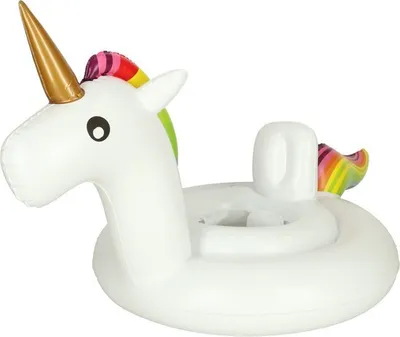 Produktbild von Playos® - Schwimmring - Einhorn - mit Sitz - Weiß - Kleinkind und Baby - Schwimmring - Baby Schwimmring - Babyfloat - Schwimmtrainer - Aufblasbar - Schwimmstuhl