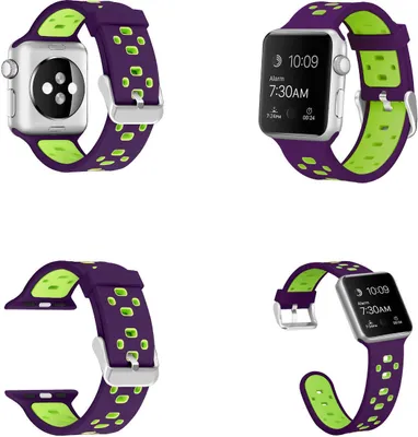 Obrázek produktu pro Pro Apple Watch Series Ultra 1 + 2 49mm 9 8 7 45 / 6 SE 5 4 44 / 3 2 1 42mm Plastový / silikonový řemínek Smart Watch Sport Strap Purple / Green