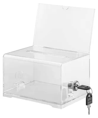 Produktbild von Spendenbox aus Acryl, 16x10x12 cm, transparent, mit 2 Schlüsseln, Schloss, Aufbewahrungsbox, Geldbox, Reaktionsbox, für Abstimmungen, Wettbewerbe