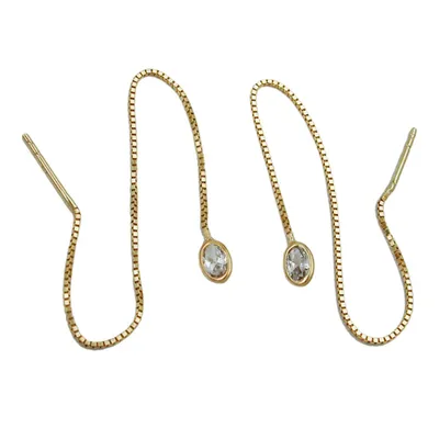 Produktbild von Durchzieher Ohrring Ohrhänger 93x3mm Venezianerkette mit Zirkonia 9Kt GOLD gold 93x3mm