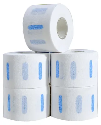 Produktbild von 5 Rollen Nackenstreifen, weiß, professionelles, dehnbares Friseurpapier, Friseurwerkzeug zum Haarschneiden