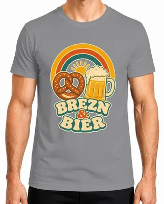 Productafbeelding van Brezn & Bier  , traditioneel shirt voor het Bayern Wiesn festival, lederen broek voor heren, T-shirt, grijs, maat 3XL