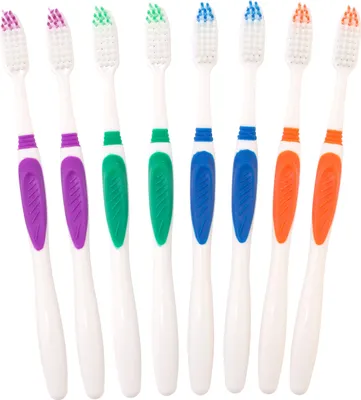 Produktbild von 12 Stück Zahnbürsten Set mit weichen Borsten für Sanfte Reinigung der Zähne und Zahnfleisch  Handzahnbürsten ideal für Erwachsene und Kinder