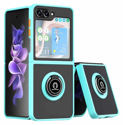 Immagine prodotto di Per Samsung Galaxy Z Flip5 5G TPU / PC Design Ring Magnet Cover Custodia del telefono cellulare Casi blu chiaro Nuovo