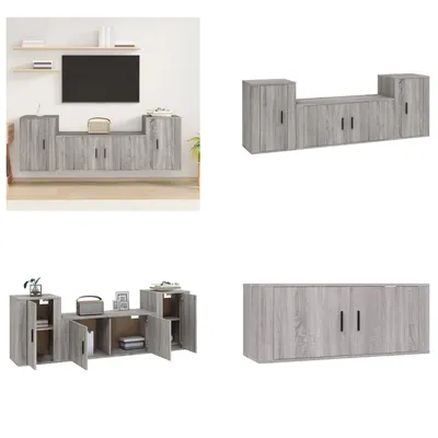 Produktbild von vidaXL 3 tlg. TV Schrank Set Grau Sonoma Holzwerkstoff - TV-Schrank-Set - TV-Schrank-Sets - Wohnwand - Schrankwand