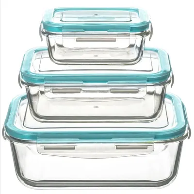 Produktbild von 5Five Simply Smart Frischhaltedosen-Set ClipEat 3-tlg., luftdicht verschließbare Vorratsdosen, Glas, 330 ml + 800 ml + 1.7 L, 146512