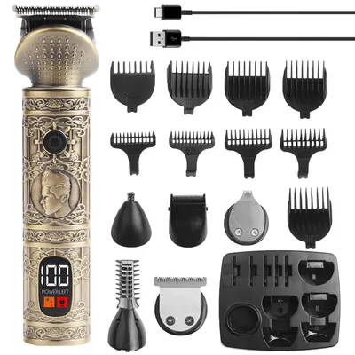 Produktbild von Profi Haarschneidemaschine Haars Trimmer 6in1, Rasierer Haarschneider, Herren Haartrimmer, Elektrische, LED Display, Metallgehäuse, Bartschneider Reto