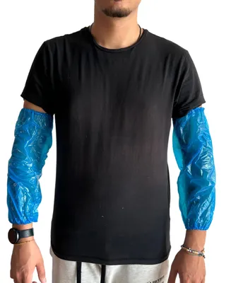 CPE-Wegwerfärmelschoner, 100–2000 Stück, blau/weiß