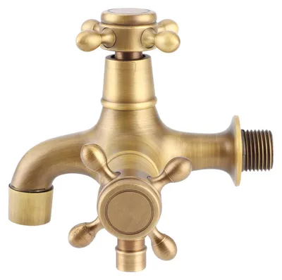 Immagine prodotto di Rubinetto singolo per acqua fredda da bagno in rame con filettatura da 1/2 pollice, per lavatrice, mop e piscina, stile retrò dorato