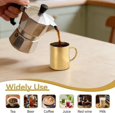 Doppelwandige RVS Kaffeetasse mit breitem Griff - Ideal für heißes Wasser, Tee und Suppe