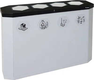Produktbild von Abfallsammler mit Edelstahl-Einwurfklappe | 4x45 Liter, HxBxT 83x120x35,5cm | Eisenglimmer