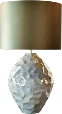Produktbild von Nachttischleuchte Keramik Stoff D: 55 cm 99 cm hoch in Weiß Gold E27 rund Modern Nachttischlampe