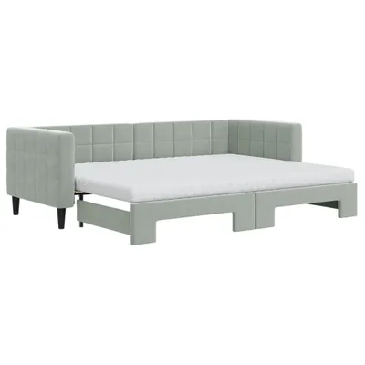 Obrázok produktu pre vidaXL Rozkladacia posteľ s matracmi Svetlo sivá 80x200 cm Velvet