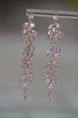 Produktbild von rosegold Glitzer Ohrringe Hochzeits Ohrringe Glitzer Zweig Braut Ohrringe – Roségold