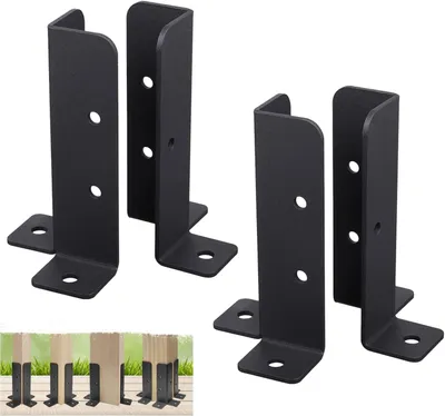 4er-Set verstellbare Pfostenanker für Holzpflöcke, schwarz