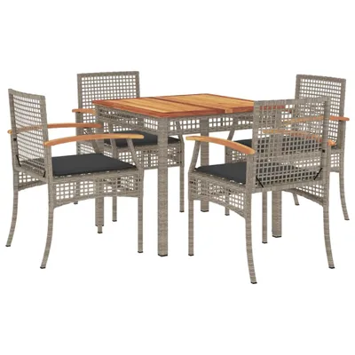 Obrázek produktu pro vidaXL 5dílný zahradní jídelní set s polštáři Grey Poly Rattan