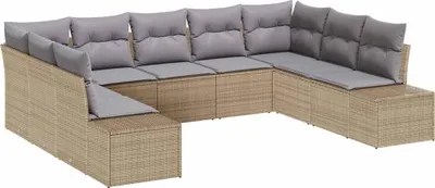 Produktbild von Gartensofa-set 9 stk. Beige Poly-Rattan