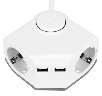 Produktbild von REV Ecksteckdose 2-fach mit 2 USB und Schalter 1,5 m 2300 W Weiß