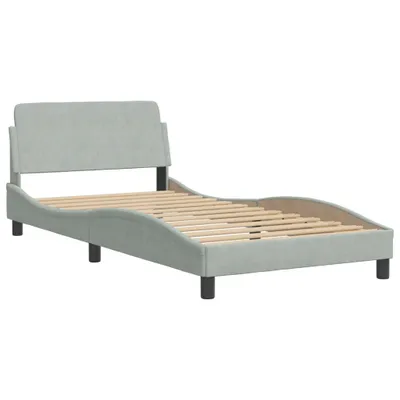Produktbild von Bettgestell "Dover" Hellgrau 100x200 cm Samt