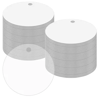 60 runde Acrylscheiben 5 cm mit Loch, 1 mm, transparent