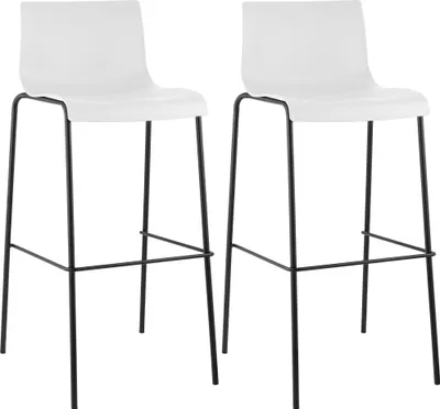 Produktbild von CLP 2er Set Barhocker Hover Kunststoff 4-Fuß Gestell 4-Fuß Gestell | Farbe weiß Gestell Farbe schwarz