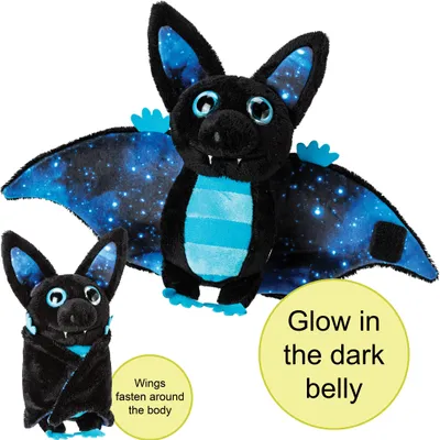Produktbild von Plüschtier Fledermaus 20 cm, schwarz türkis, Fledermäuse Kuscheltiere Stofftiere Vampire Halloween