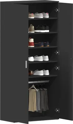 Produktbild von Cloris DesignMöbel Schuhregale - Schwarz Schuhschrank mit Regal Schwarz 80x39x178cm Holzwerkstoff Schlichtes1440476
