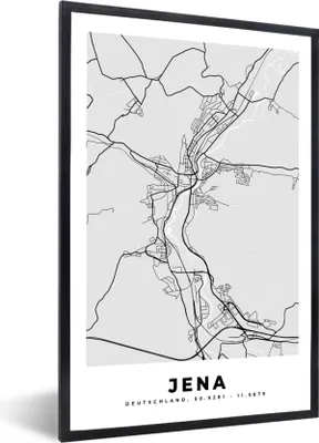 Produktbild von MuchoWow® Gerahmtes Poster Stadtplan - Deutschland - Karte - Jena 20x30 cm - Poster mit Schwarzem Bilderrahmen Wandposter Rahmen Foto Bilder - Drucken - Bilder Poster im Rahmen