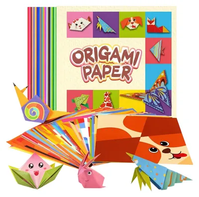 Origamiset mit Tiermotiven, 54 Blatt buntes Papier, 14x14 cm