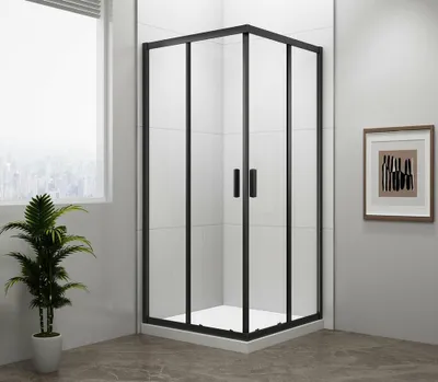 Produktbild von Polysan EASY BLACK Duschabtrennung Quadrat 900x900mm, Klarglas