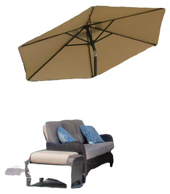 Productafbeelding van Tuinparasol, Ø230 x 216 cm, verstelbare hellingshoek, metalen frame, polyesterdoek, mastdiameter Ø38 mm