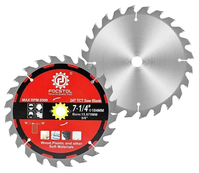 Immagine prodotto di Disco circolare per legno, 184 mm x 15,875 mm, confezione da 2, con 24 denti, adatto per compensato, pannelli di particelle e materiali plastici