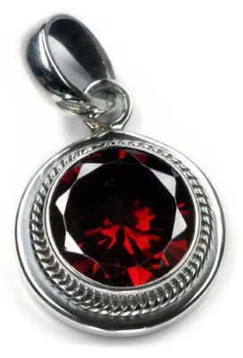 Produktbild von Drachensilber Granat Anhänger 925 Sterling Silber – Roter Edelstein Schmuck für