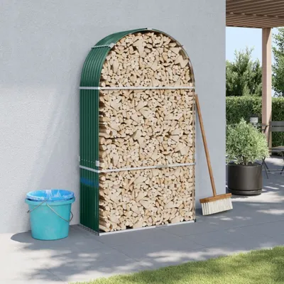 Produktbild von Cloris Designermöbel Kaminholzunterstand Grün 120x45x210 cm Verzinkter Stahl 2024 Neu