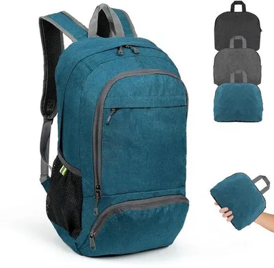 Produktbild von Ibenzoa® Kompakter faltbarer Trekking-Rucksack – leichter 27 L Tagesrucksack, 280 g, 43×30×21 cm, wasserabweisend, 4 Reißverschlussfächer
