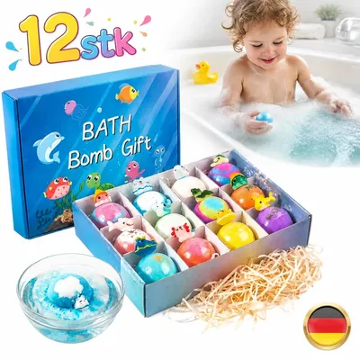 Image de Bombes de bain, bombes de bain pour enfants, coffret cadeau de 12 boules de bain, additif pour le bain