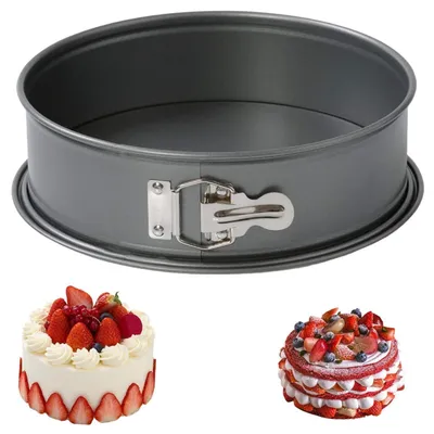 Immagine prodotto di Teglia a cerniera da 18 cm, rotonda, antiaderente, con rivestimento antiaderente, Acciaio al carbonio