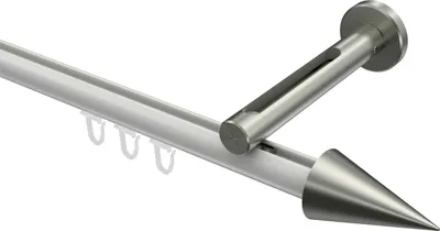 Produktbild von Interdeco Innenlaufstange / Gardinenstange mit Innenlauf Weiß / Edelstahl-Optik, Typ Siteno Savio (Kegel), 20 mm Ø 1-läufig, 140 cm