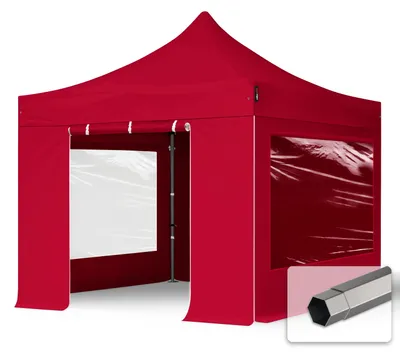 Produktbild von TOOLPORT 3x3m Stahl Faltpavillon, inkl. 4 Seitenteile, rot