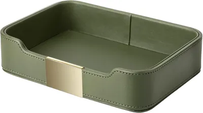 Produktbild von Schreibtischablage aus Leder – grün – für Schlüssel, Uhren, Kosmetik – für den Eingangsbereich/als Wohnaccessoire