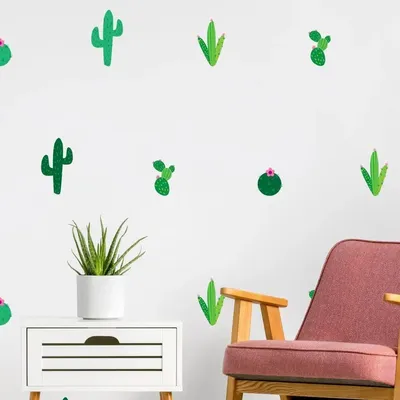 Produktbild von Decords Wandtattoo – Set aus dekorativen Kakteen, 30 cm
