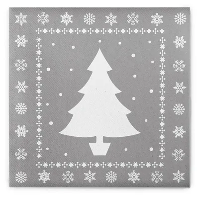 Produktbild von Sovie HOME Weihnachtsserviette White Tree in Silber aus Linclass® Airlaid 40 x 40 cm, 12 Stück