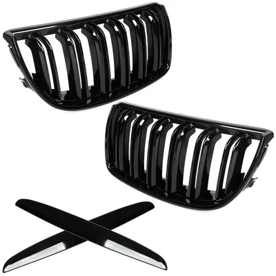 Sportgrill Kühlergrill DOPPELSTEG Schwarz Glanz für BMW E90 E91 2004-2009 – Produktansicht