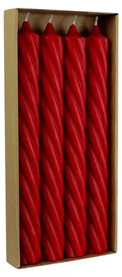 Produktbild von Stabkerzen aus Paraffin, RUSTIC TWIST, 250/28 mm, Rubin, WENZEL, Brenndauer ca. 16 Stunden, 4 Stück pro Verpackung