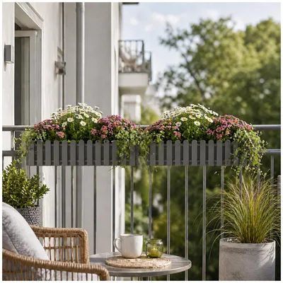 Produktbild von Blumenkasten mit Wasserspeicher Nessa 75 cm Grau