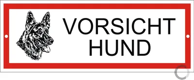 Produktbild von Schild Vorsicht-Hund Hundewarnschild | Aluminium wetterfester Mehrfarbdruck | 175 x 65 mm 2-Fach gelocht
